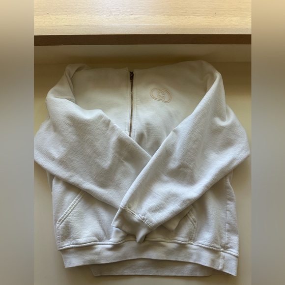 ya mamas bootleg Tops - Gucci White Half-Zip Hoodie